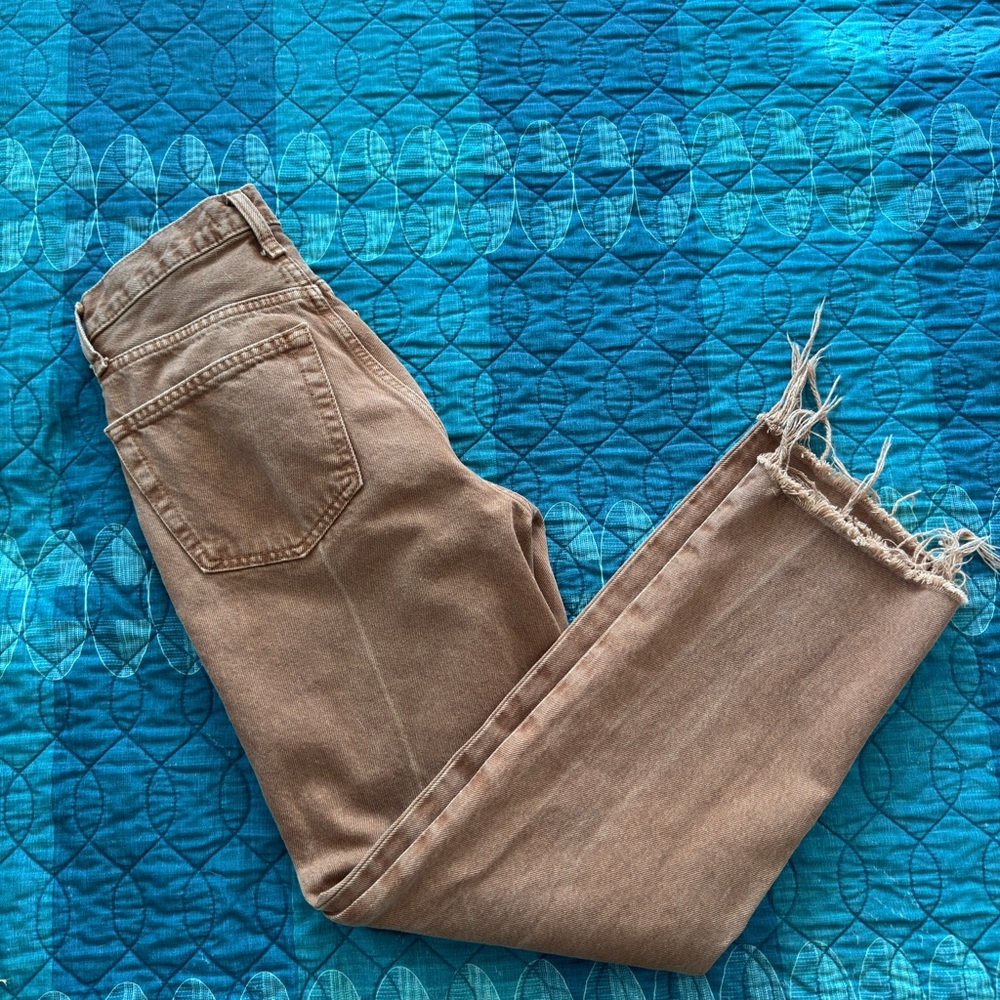 Re/Done Straight Leg Jeans in Camel - Picture 4 of 4